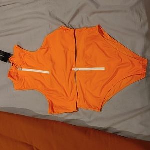 Neon orange bathing suit
